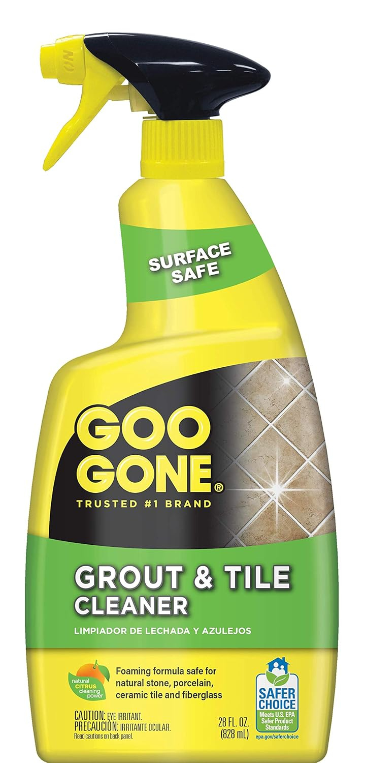 Goo Gone Grout and Tile Cleaner - 28 Ounce - Removes Tough Stains Dirt Caused by Mold Mildew Soap Scum and Hard Water Staining - Safe on Tile Ceramic Porcelain