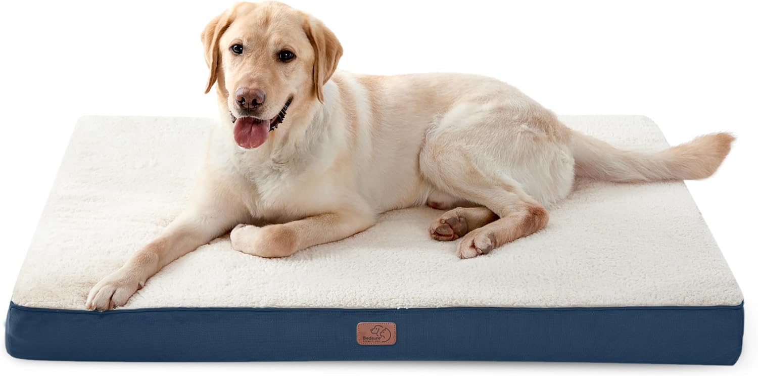 Bedsure Dog Bed Large Sized Dog - Orthopedic Waterproof Pet Beds with Removable Washable Cover, Egg Crate Foam Puppy Mat, Suitable for Pet Up to 65 lbs