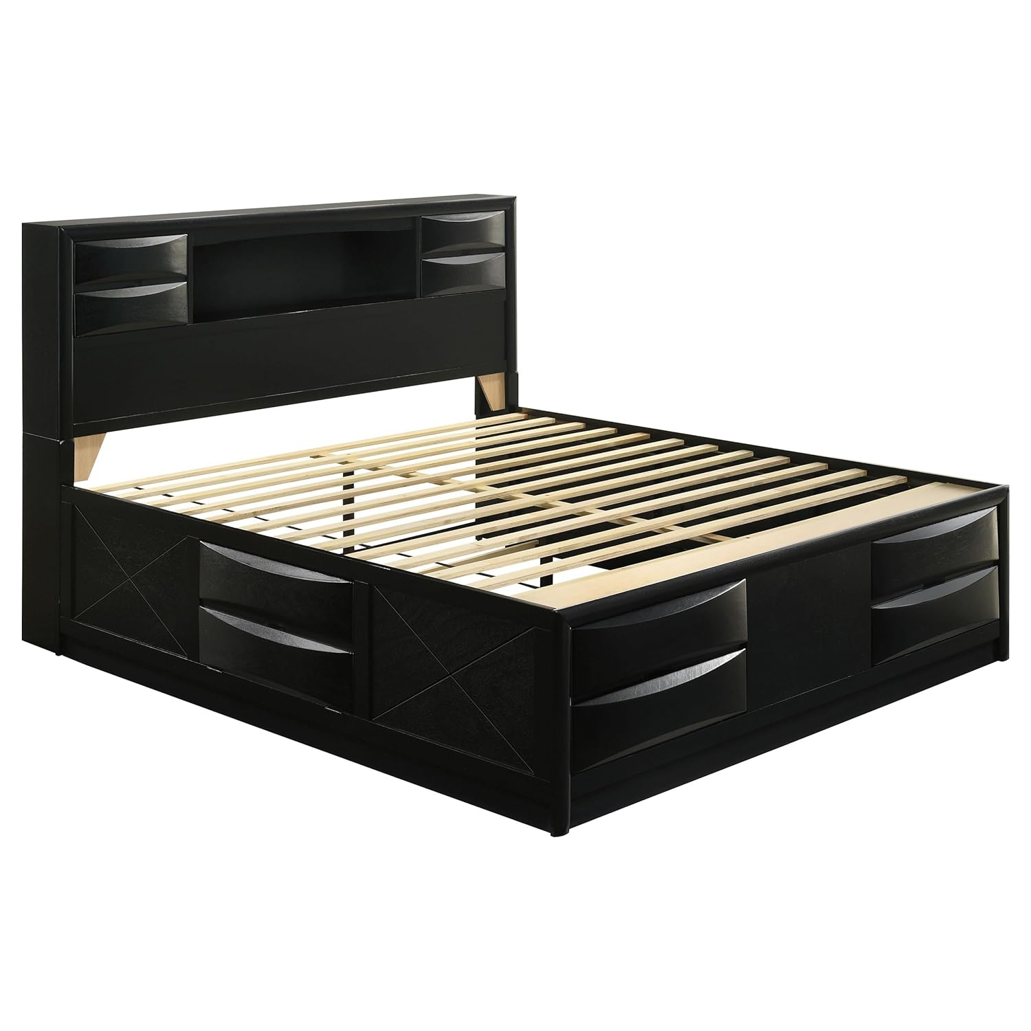 Briana Storage Bedroom Set with Bookcase Headboard Black
