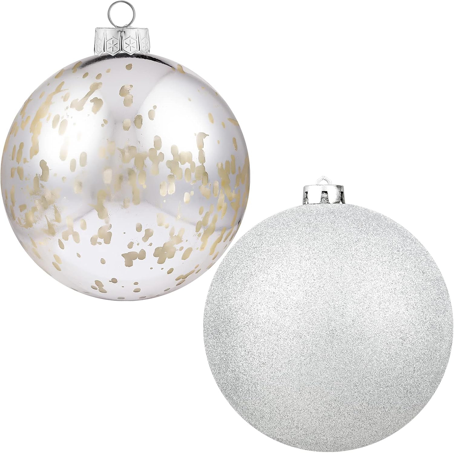 XmasExp 4in Large Christmas Ornaments Christmas Ball Ornaments Giant Tree Decoration Shatterproof Decorative Hanging Balls for Holiday Party Decor (Silver,4pcs)