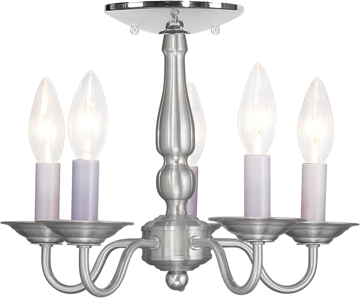 Livex Lighting 5011-91 Williamsburg 5-Light Convertible Hanging Lantern/Ceiling Mount, Brushed Nickel