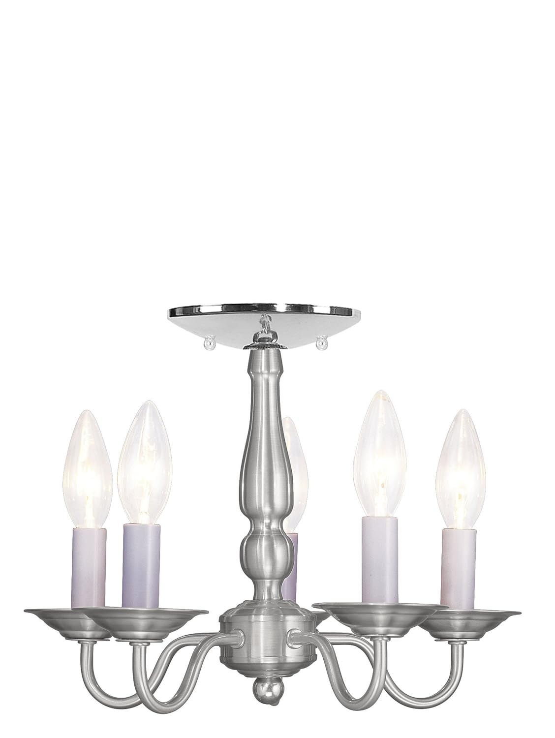 Livex Lighting 5011-91 Williamsburg 5-Light Convertible Hanging Lantern/Ceiling Mount, Brushed Nickel