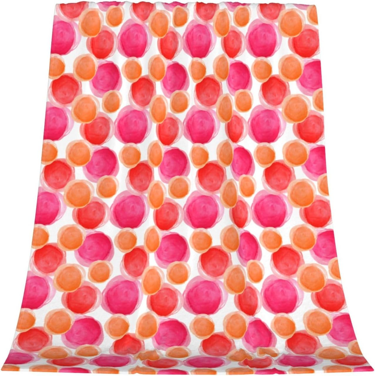 Pink Orange Fleece Throw Blanket Lightweight Soft Cozy Flannel Blankets for Girls Women for Couch Bed Sofa Travel Camping 50" x 60"