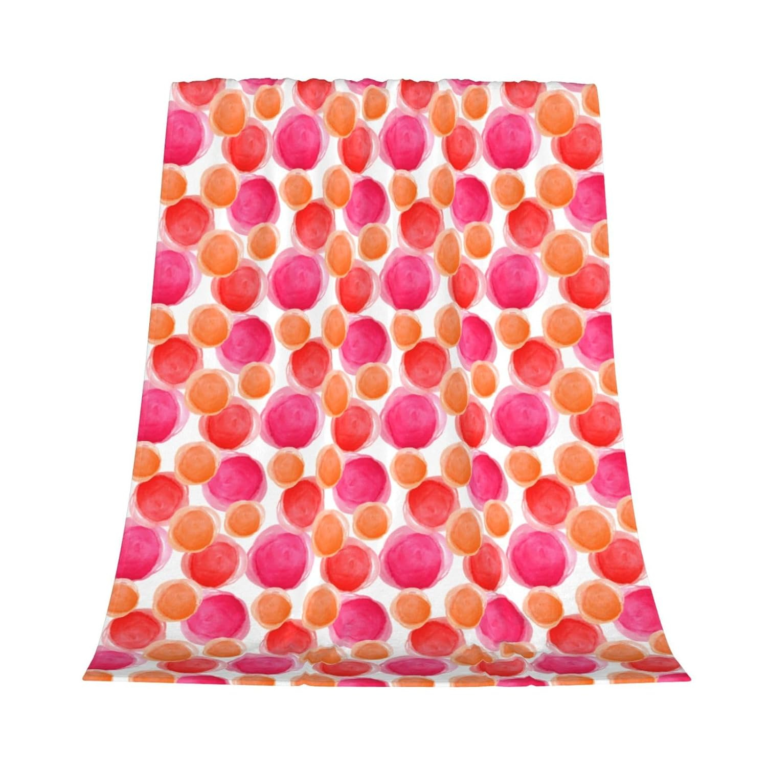 Pink Orange Fleece Throw Blanket Lightweight Soft Cozy Flannel Blankets for Girls Women for Couch Bed Sofa Travel Camping 50" x 60"