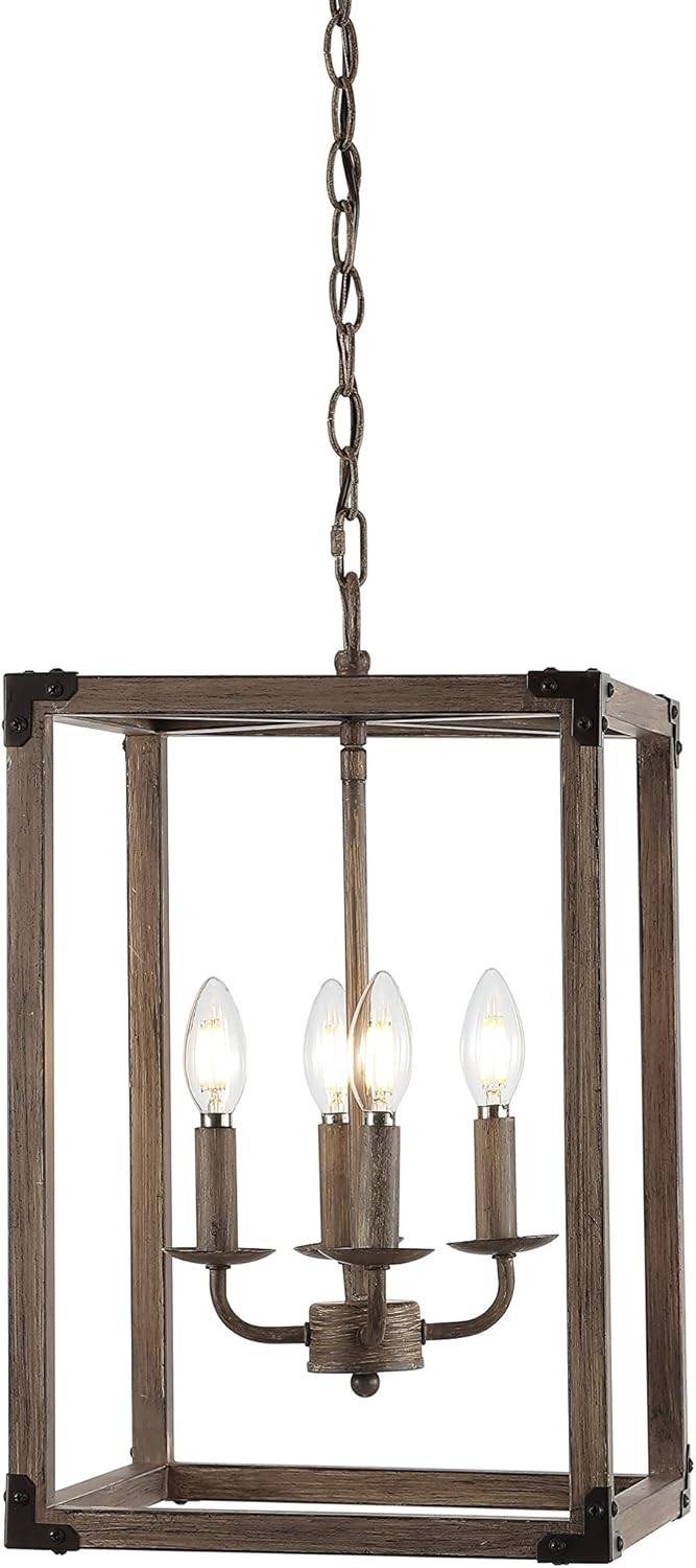 Magnolia 12.13" 4-Light Adjustable Iron Rustic Farmhouse LED Pendant, Brown