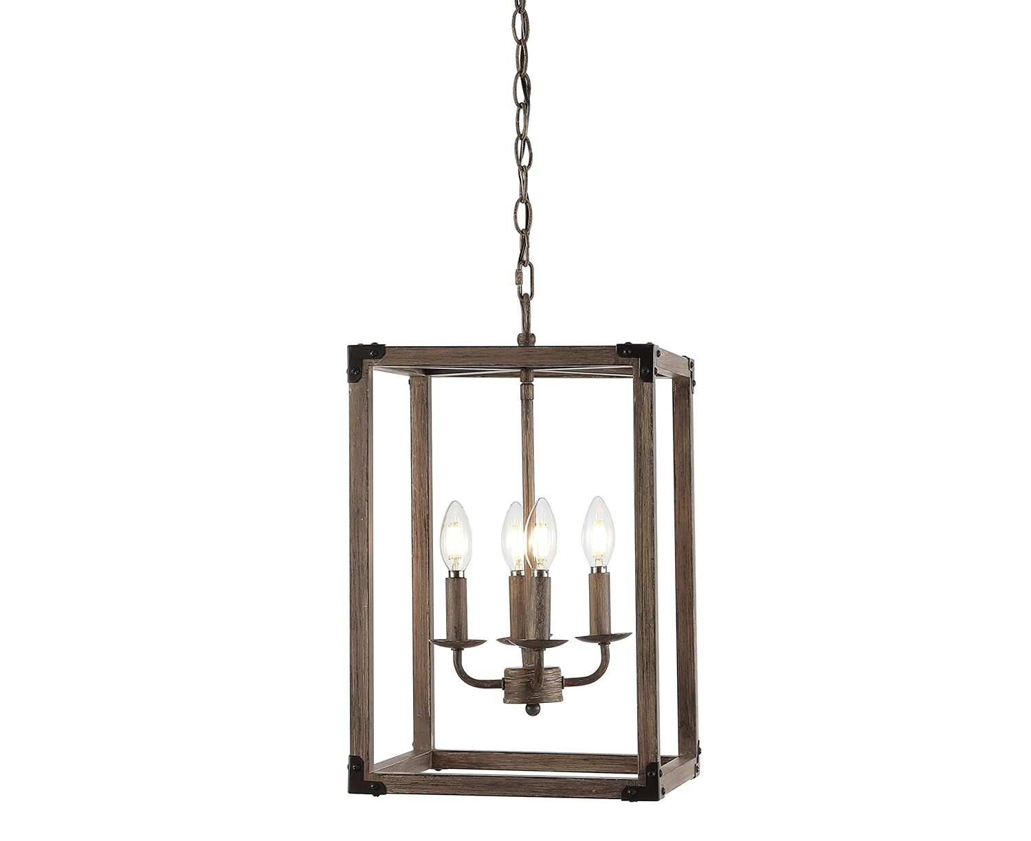 Magnolia 12.13" 4-Light Adjustable Iron Rustic Farmhouse LED Pendant, Brown