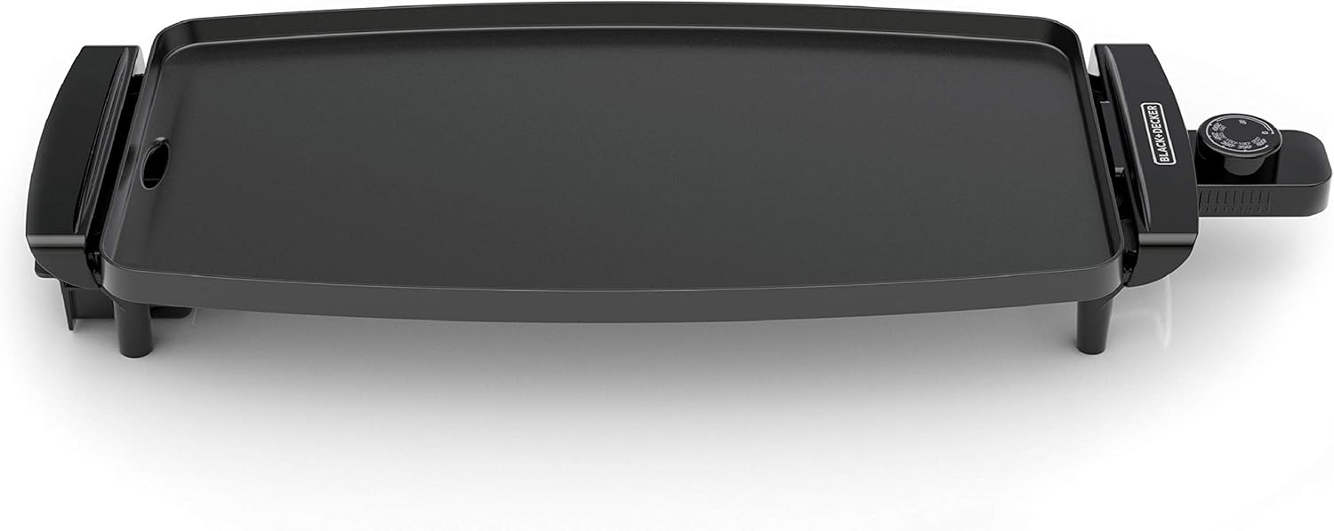 BLACK+DECKER Electric Griddle with Removable Temperature Probe, Indoor Grill, Pancake Griddle, Black, GD1810BC