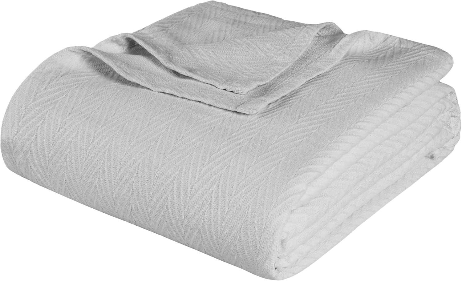 Superior Metro Chevron Zig-Zag All-Season Cotton Blanket, Twin, Silver