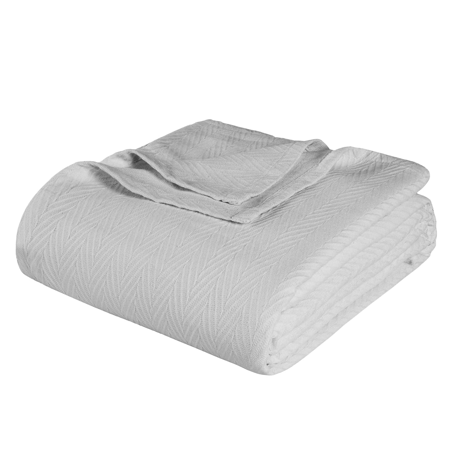 Superior Metro Chevron Zig-Zag All-Season Cotton Blanket, Twin, Silver