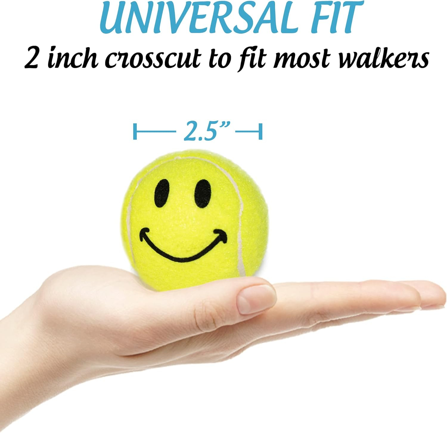 2 Pcs Smiley Pre-cut Walker Tennis Ball Glides Yellow Color