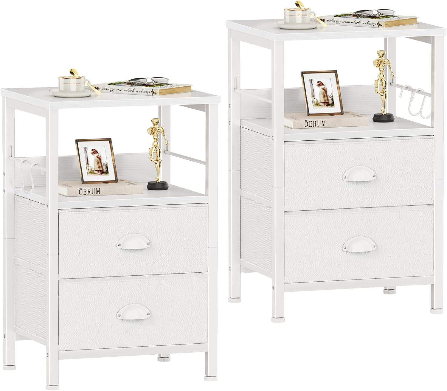 Furologee Nightstands Set of 2, White