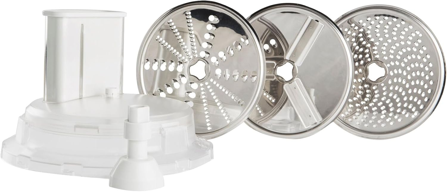 Large White and Stainless Steel Slicer Shredder Attachment