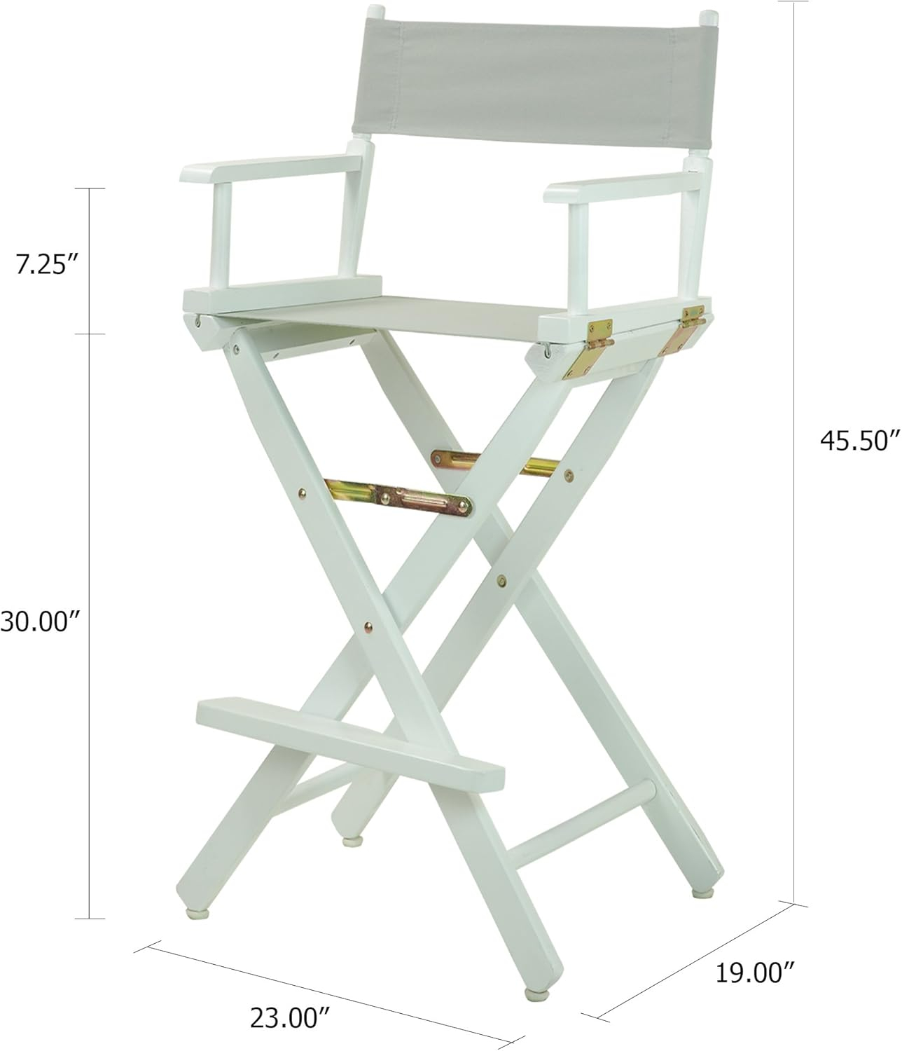 "30" Director's Chair White Frame-Gray Canvas"