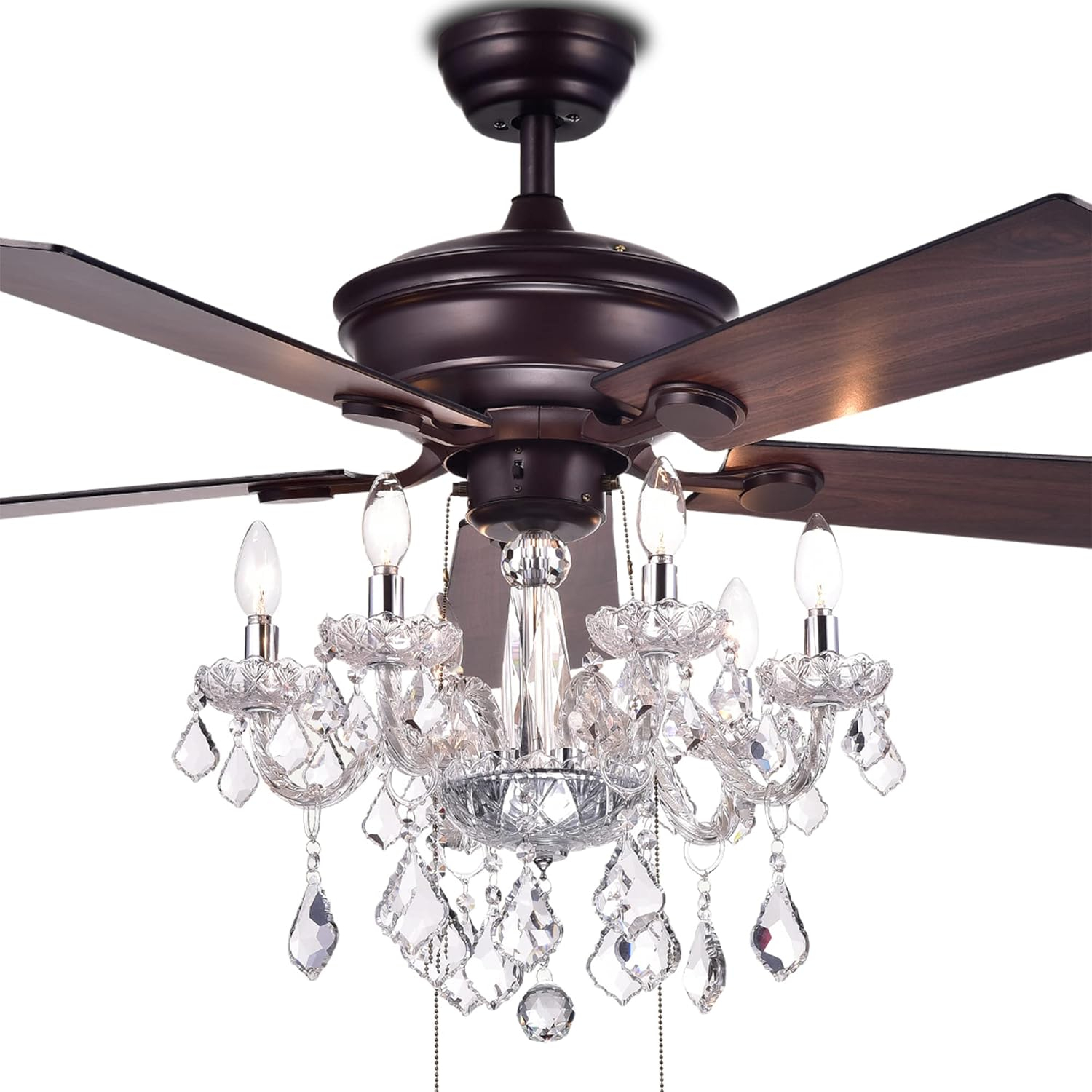 Havorand 52-inch 5-Blade Ceiling Fan Crystal Chandelier