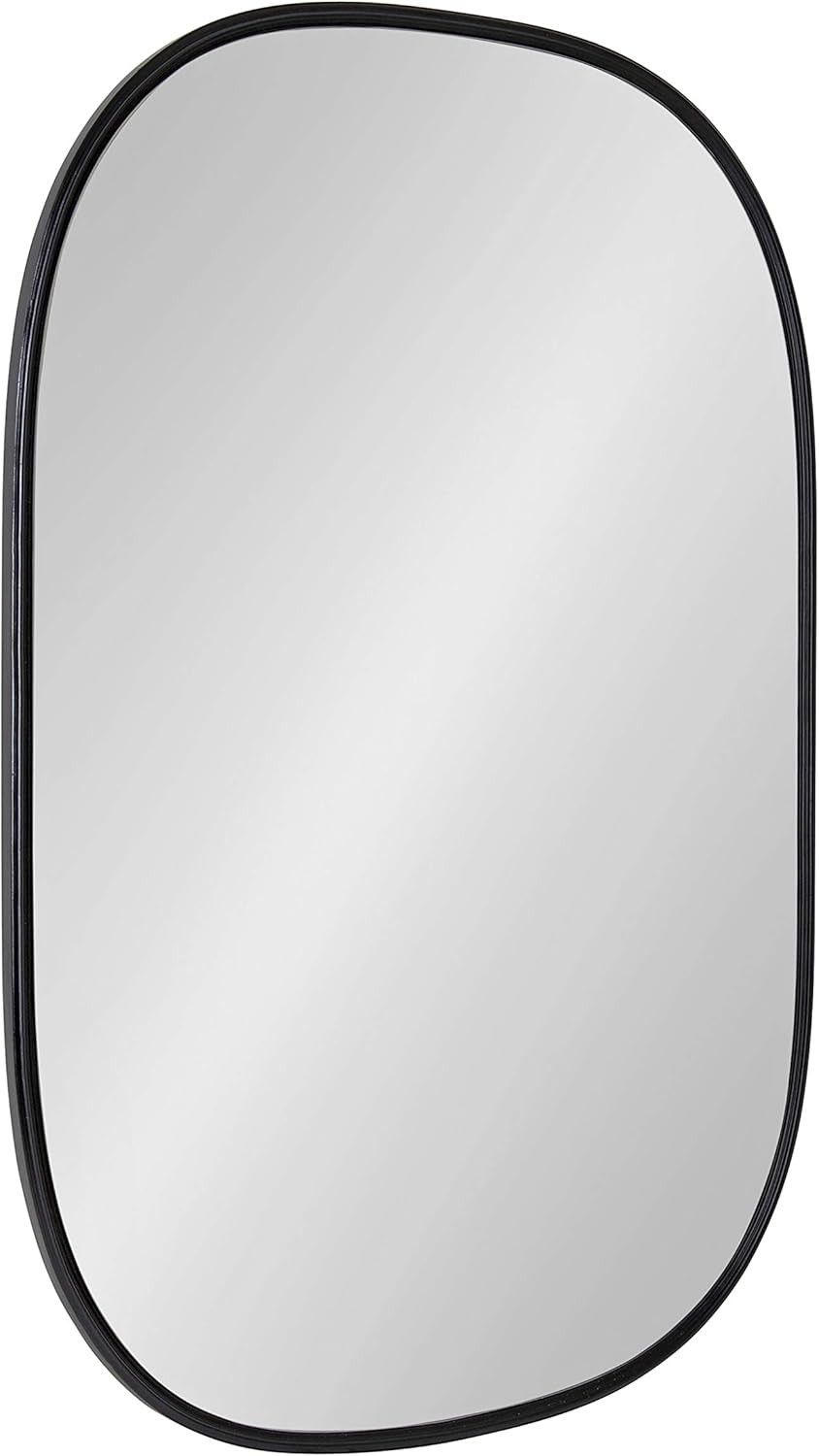 Kate and Laurel Caskill Mid-Century Modern Decorative Wall Mirror, 24" x 35.5", Black, Rounded Edged Rectangular Frame