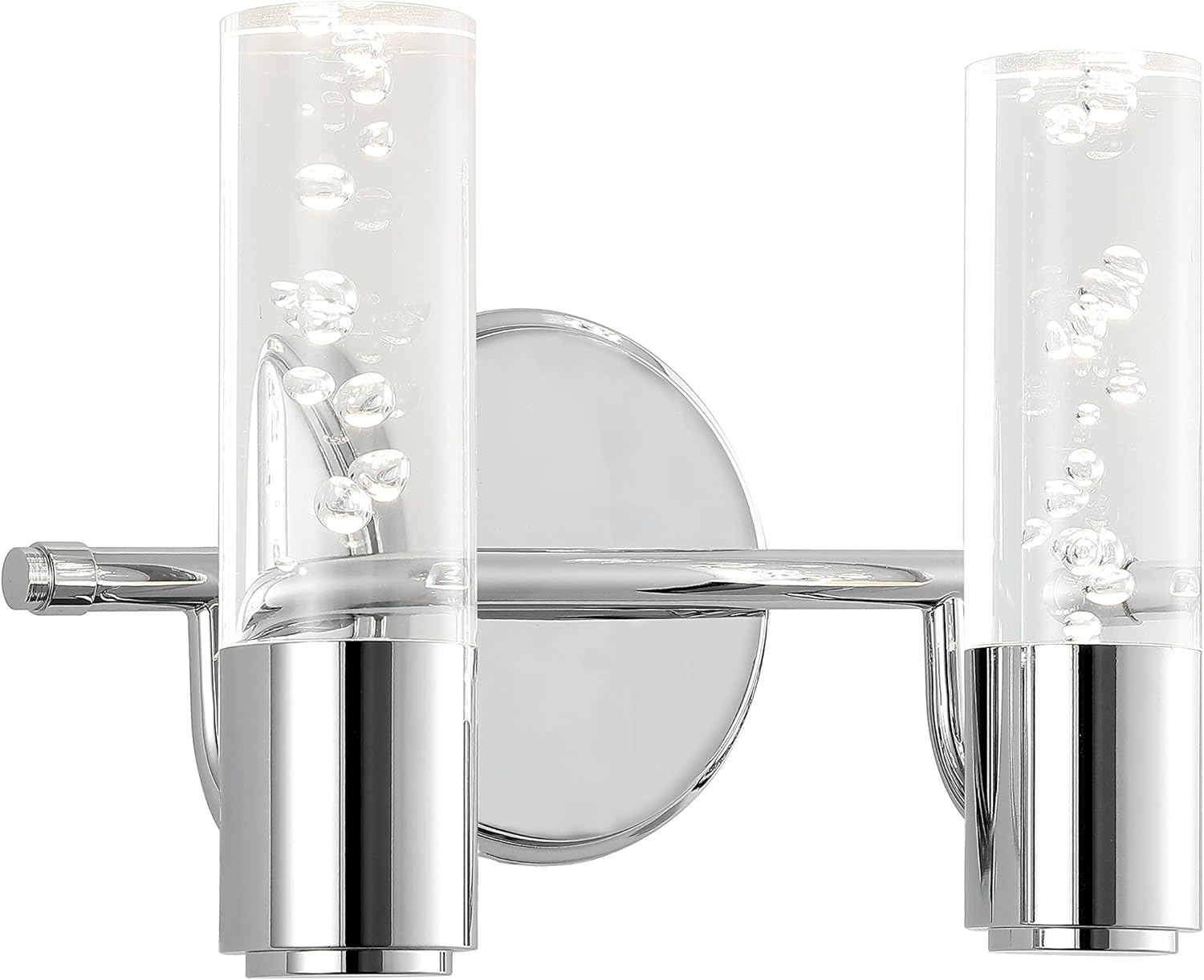 Bolha 10.75" 2-Light Minimalist Modern Bubble Acrylic/Iron Integrated LED Vanity Light, Chrome