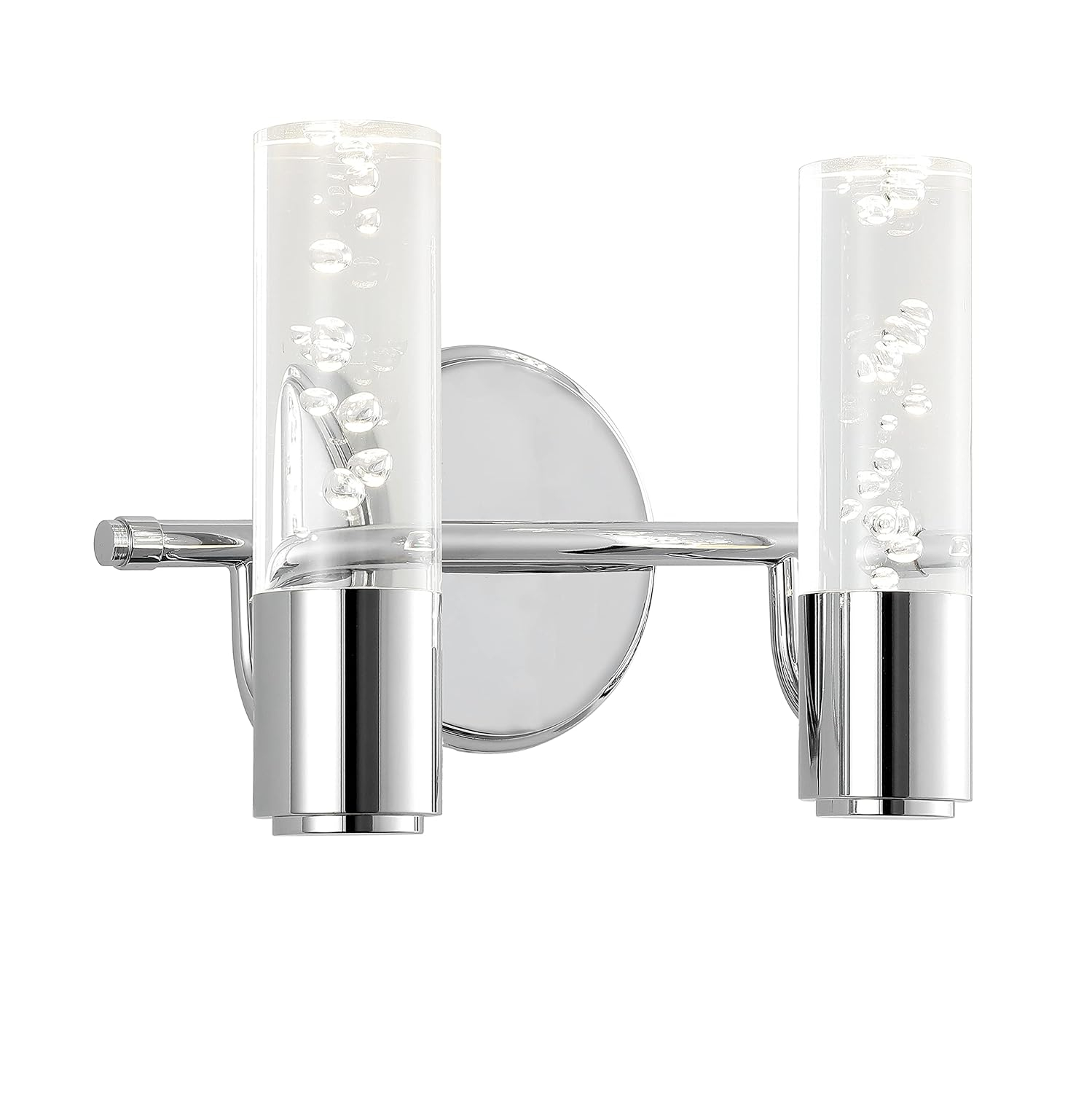 Bolha 10.75" 2-Light Minimalist Modern Bubble Acrylic/Iron Integrated LED Vanity Light, Chrome