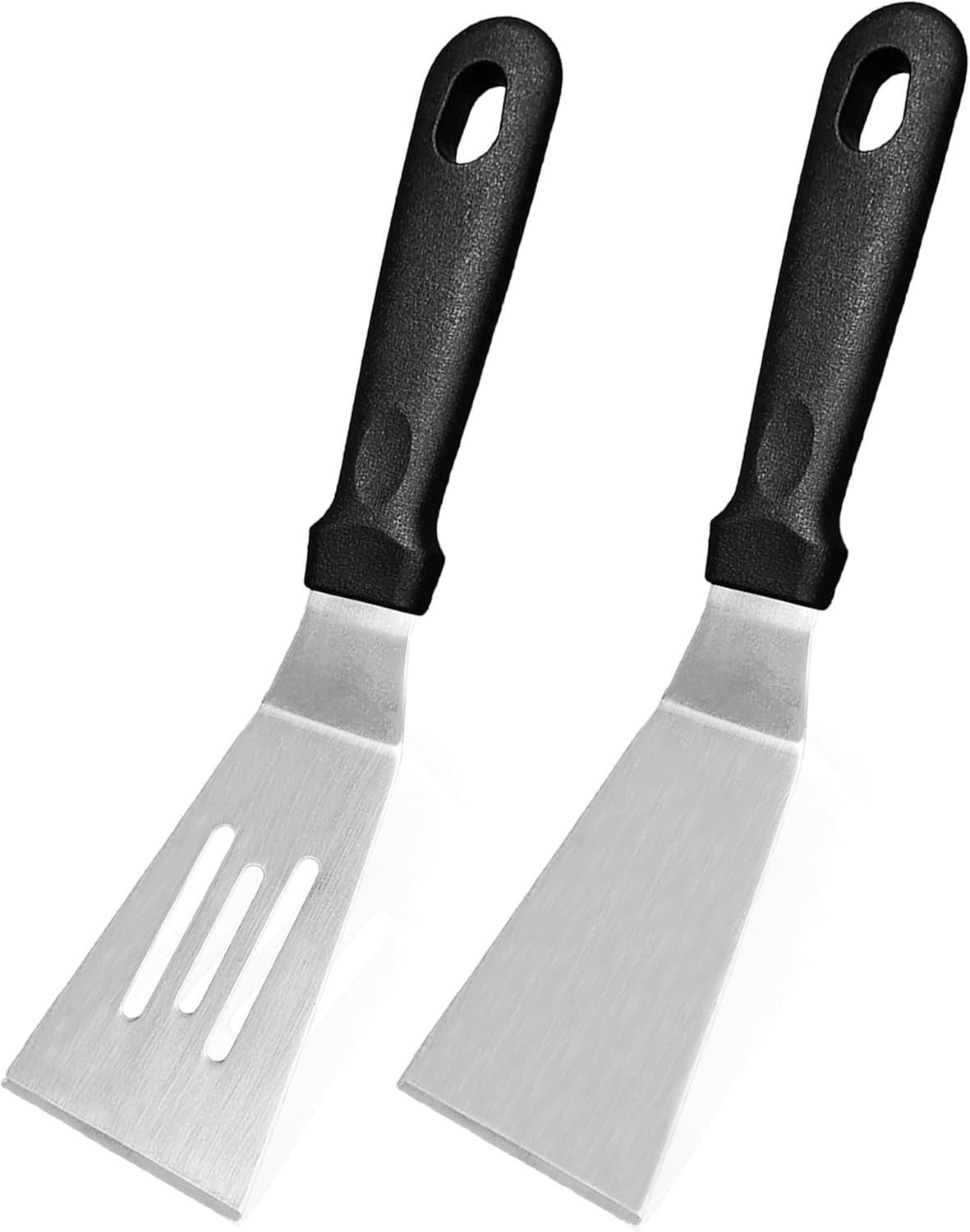 2 Pieces Small Spatula Set, Stainless Steel Mini Serving Spatula for Kitchen Use, Flipping or Cooking for Brownie, Cookie, Lasagna, Pancakes & Cake(Black+Silver)