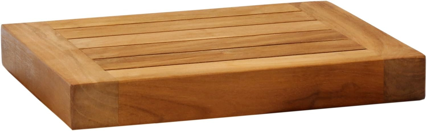 18" Natural Teak Wood Floating Wall Shelf