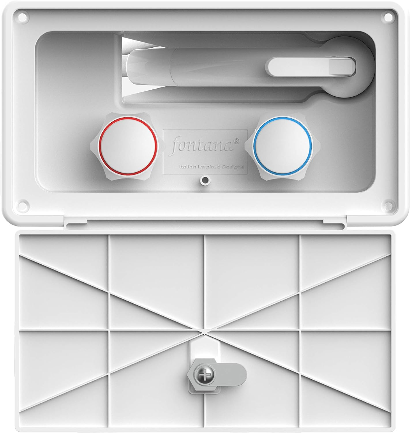 White Painted Rectangular Wall Mounted Shower Box with Locking Door