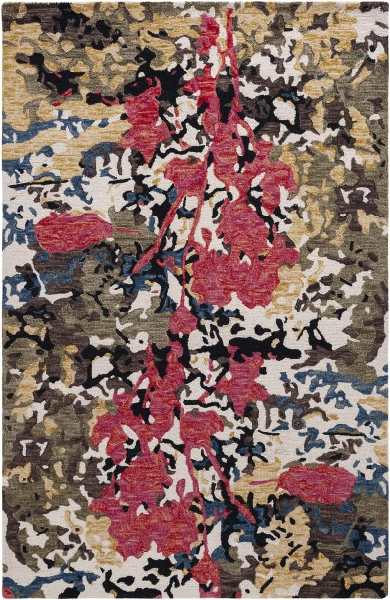 SAFAVIEH Blossom Yazmin Abstract Area Rug, Green/Ivory, 3' x 5'