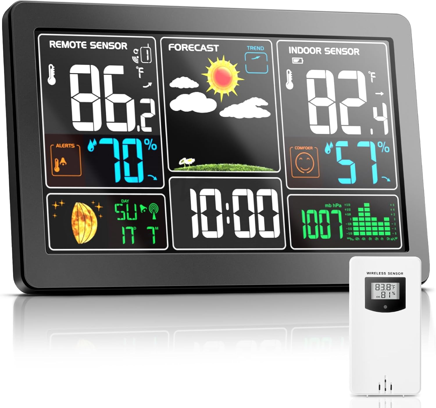 Weather Station Indoor Outdoor Thermometer Wireless Remote Sensor, Home Weather Station Temperature Humidity Monitor