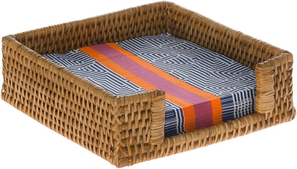 KOUBOO La Jolla Rattan Napkin Holder, 7.5 inches x 7.5 inches x 2.5 inches, Honey Brown
