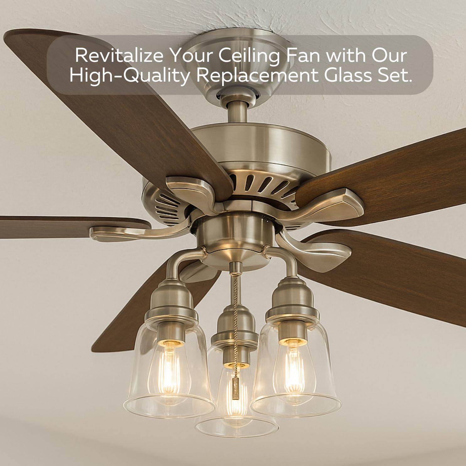 LIGHTACCENTS Clear Glass Ceiling Fan Light Covers – Replacement Lamp Shades for Ceiling Fixtures – Fan Light Globes for LED or Incandescent Bulbs – 4-Pack Clear Dome Set