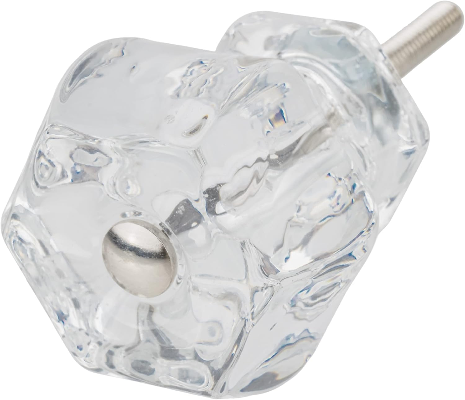 Depression Era Hexagonal Clear Glass Drawer Knob | Diameter: 1-1/2" | Handle for Antique Cabinet Door, Dresser Drawer, Desk | Reproduction Furniture Hardware | UA-964-CL