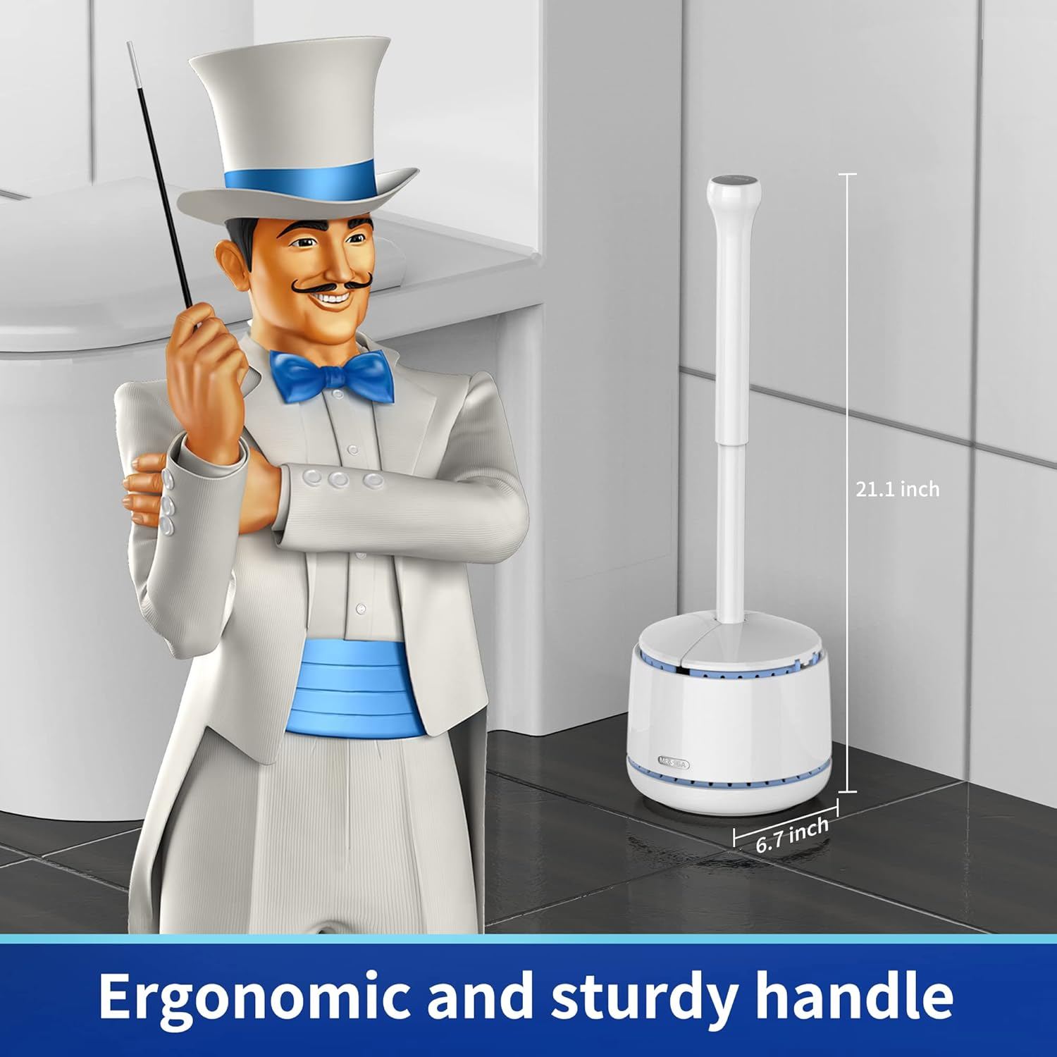 MR.Siga Toilet Plunger with Holder, Heavy Duty Toilet Plunger and Holder Combo,White