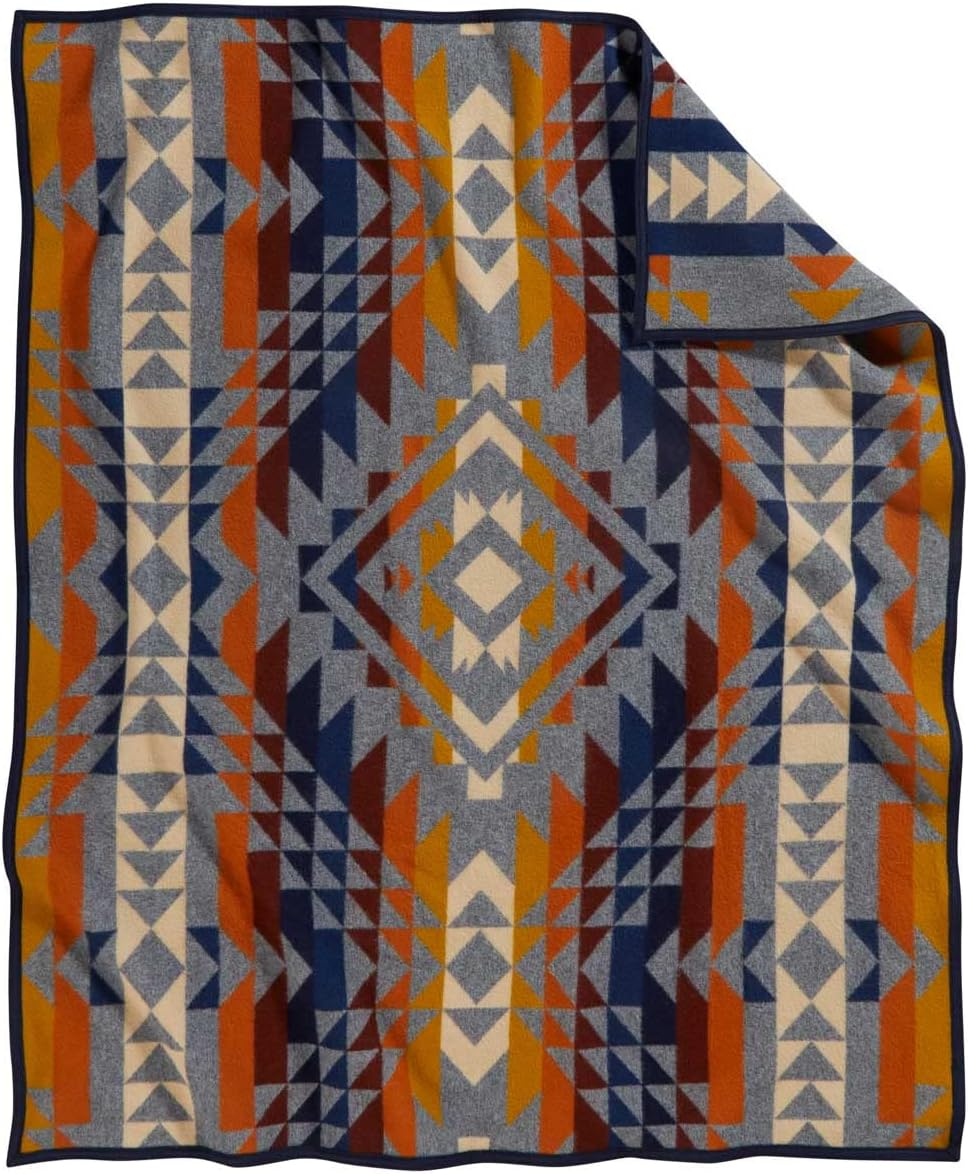Smith Rock Grey Mix Wool Jacquard Throw Blanket