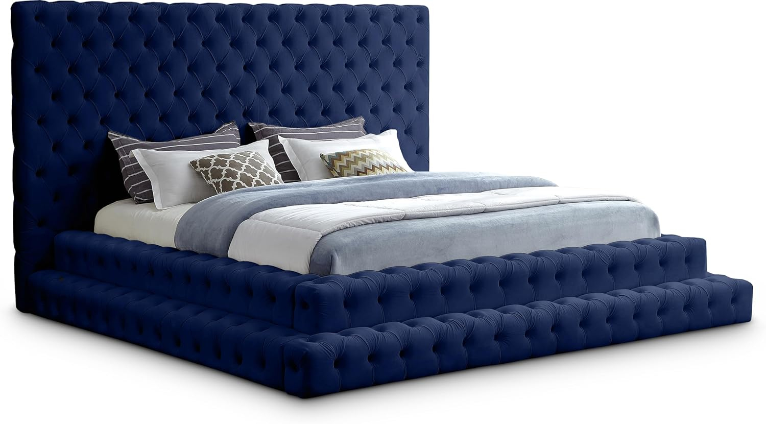 Meridian Furniture Revel Navy Velvet King Bed