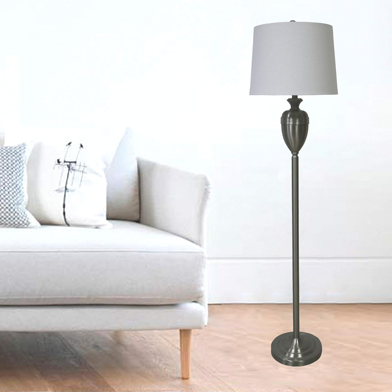 Fangio Lighting 's 1591BS 61in. Brushed Steel Decorative Urn Floor Lamp