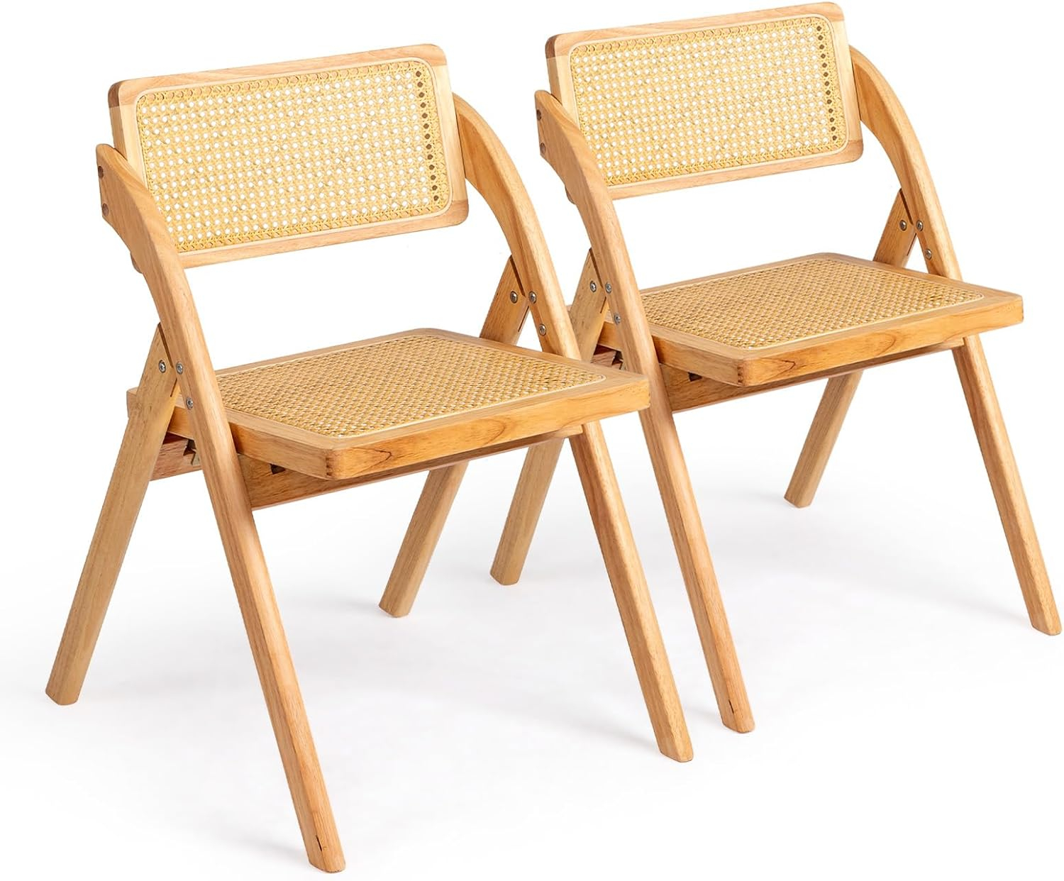 Light Brown Wood Armless Folding Chairs (Set of 2)