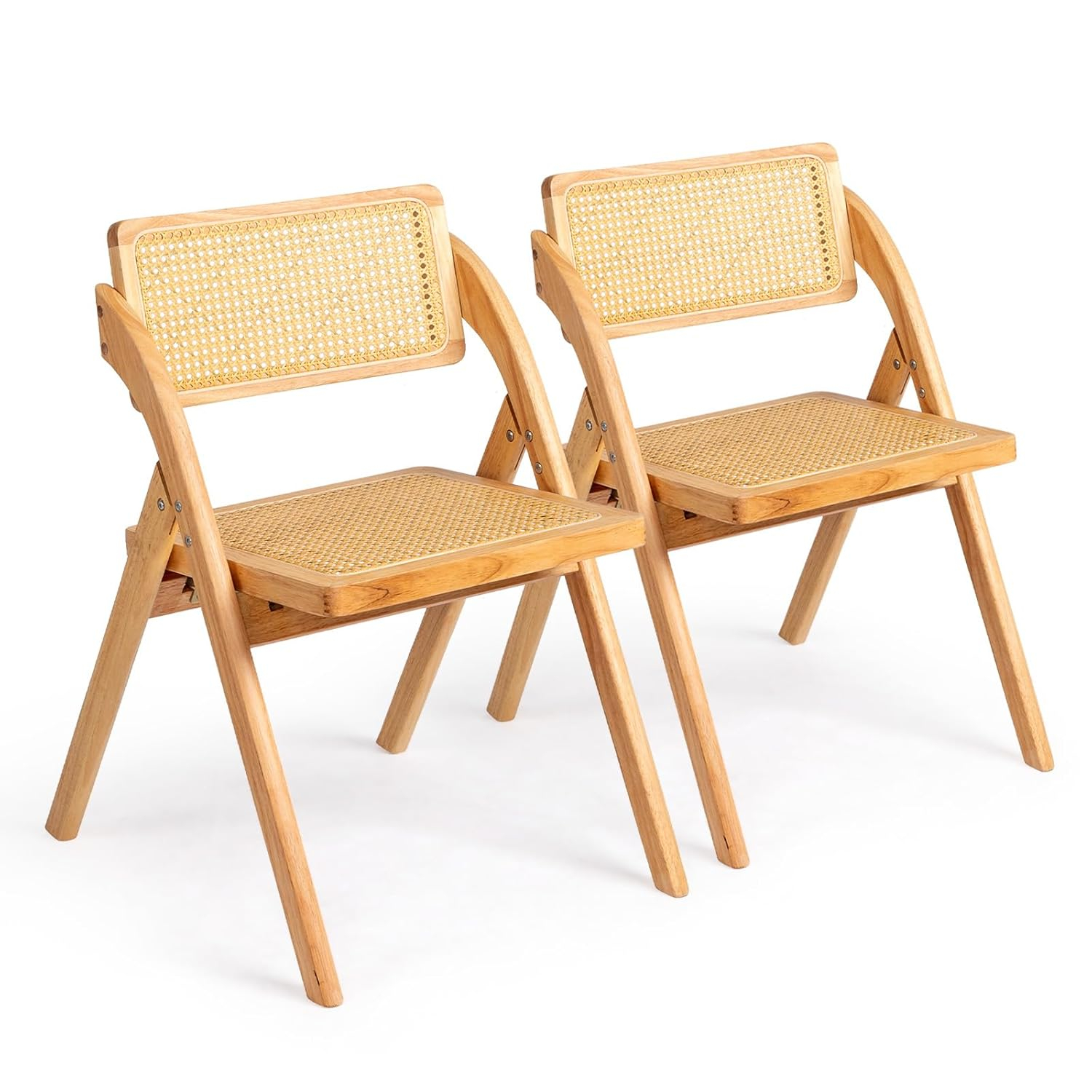 Light Brown Wood Armless Folding Chairs (Set of 2)
