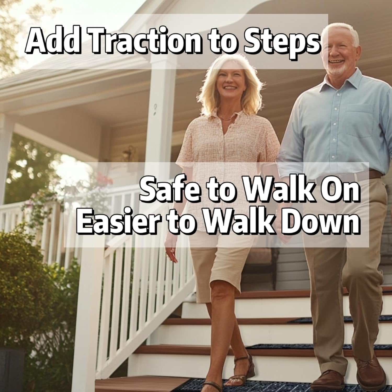 Aucuda 6pcs 8.5" x 30" Stair Treads Outdoor for Elders and Dogs on Wooden Steps, Non Slip Stair Runner Rug Heat Insulation Rubber Backing, Staircase Mat Carpet for Indoor Grip Farmhouse.