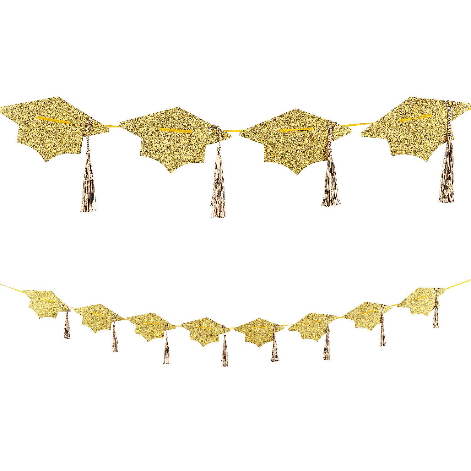 Yellow Glitter Graduation Cap and Tassel Party Garland