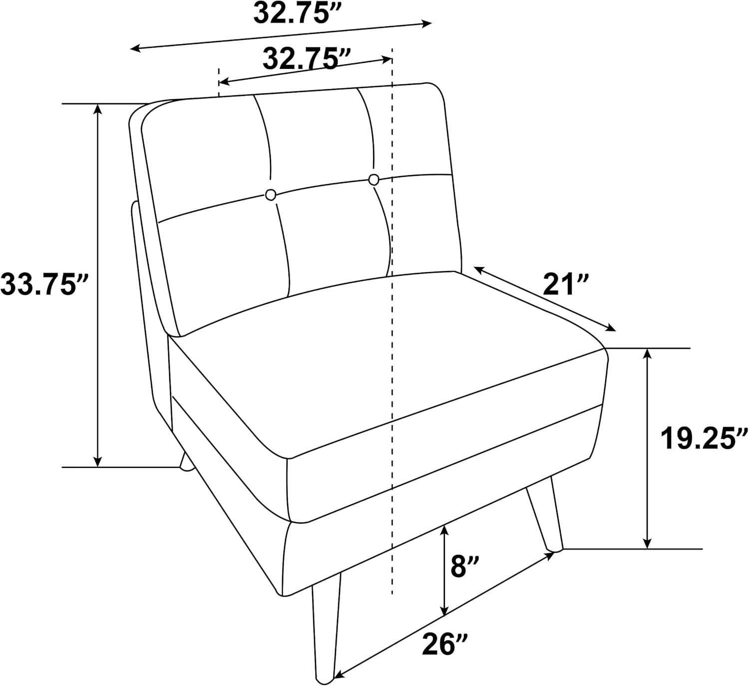 Churchill Button Tufted Armless Chair Grey