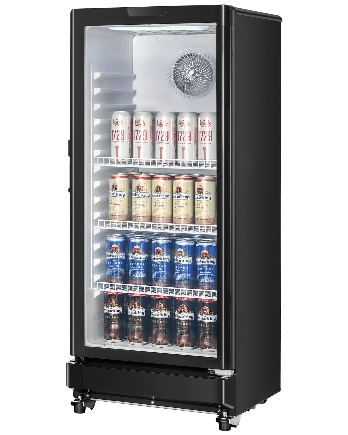 VEVOR Commercial Merchandiser Refrigerator, 5.7 CU.FT Glass Door Display Refrigerator Upright Fridge, Beverage Refrigerator Cooler Merchandiser with 3 Adjustable Shelves and Soft LED Light, Black