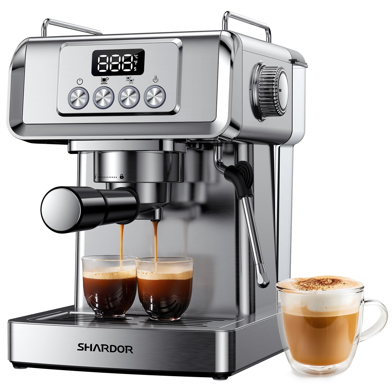 ilavie Espresso Machine, 20 Bar Espresso Coffee Machine for Cappuccino, Latte, Stainless Steel Espresso Maker for Home, 1350W Espresso Machine with Milk Steamer, 1.8L Water Tank
