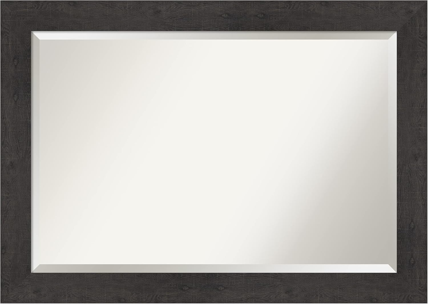 Amanti Art Beveled Bathroom Wall Mirror - Rustic Plank Espresso Frame Outer Size: 41 x 29 in