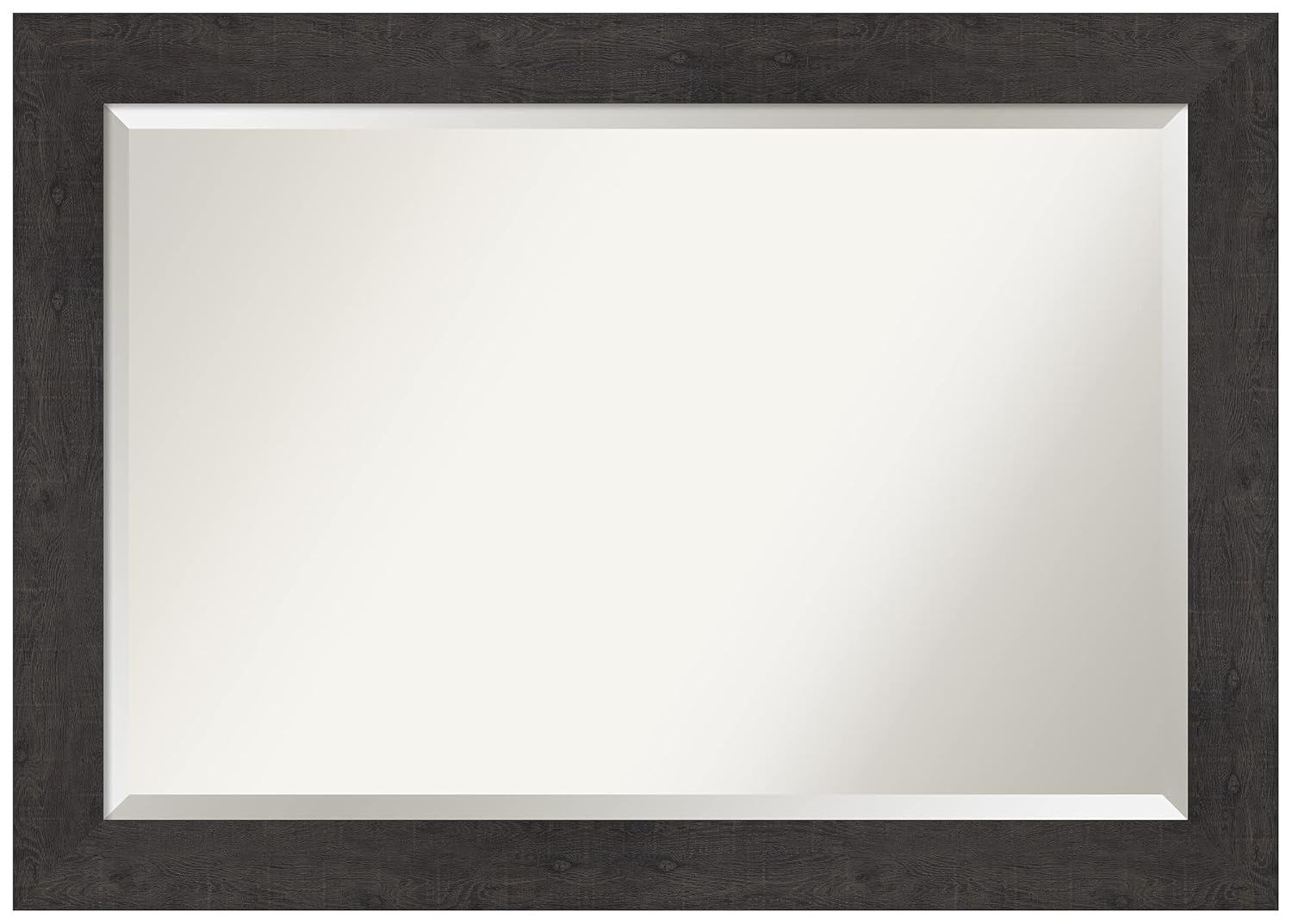 Amanti Art Beveled Bathroom Wall Mirror - Rustic Plank Espresso Frame Outer Size: 41 x 29 in