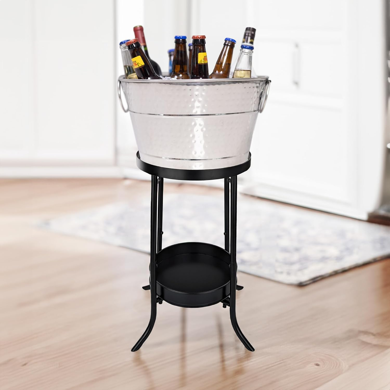 BREKX Stainless Steel Drink Tub with Stand (15-QT Steel Silver)