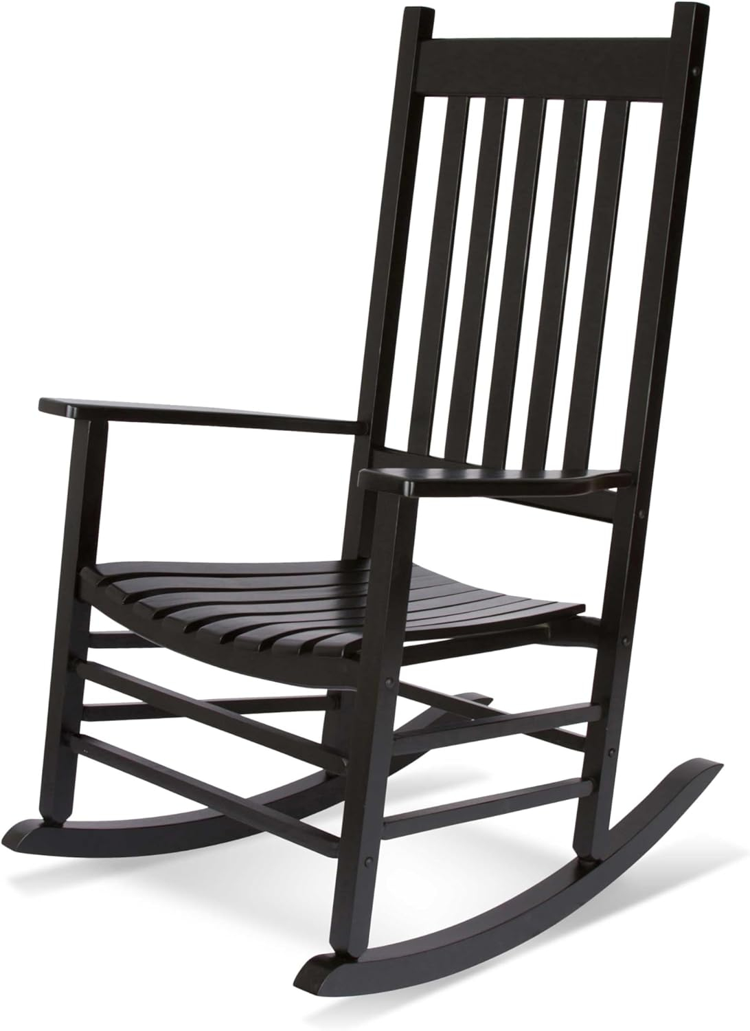 Shine Company Vermont Porch Rocker, High Back Wood Rocking Chair, Black