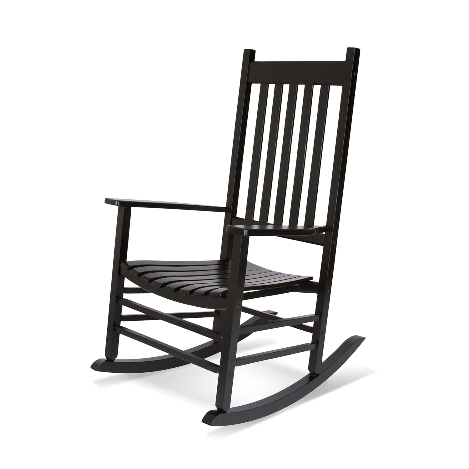 Shine Company Vermont Porch Rocker, High Back Wood Rocking Chair, Black