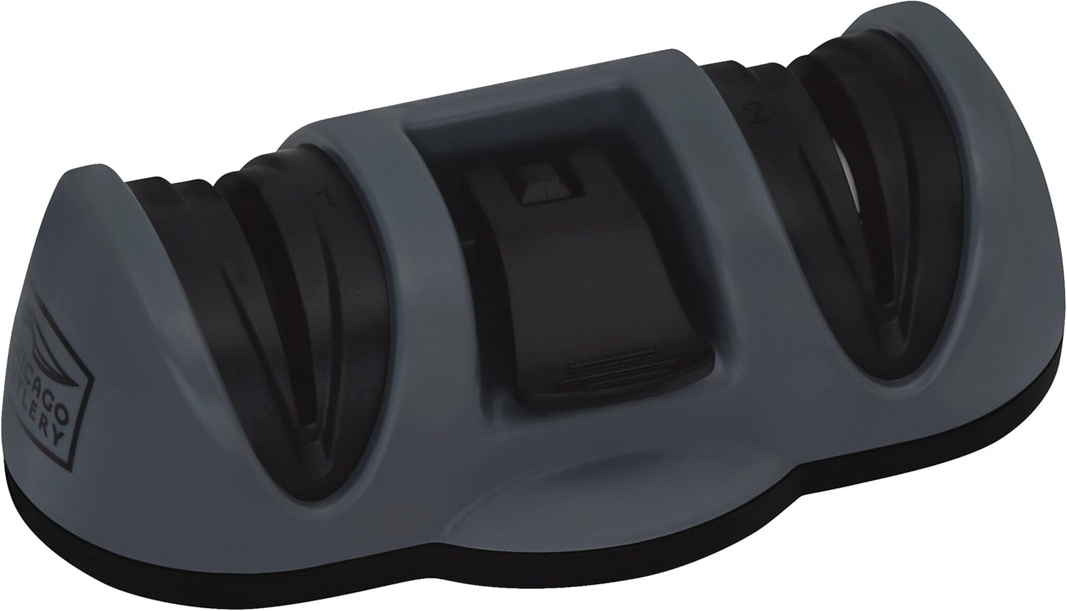 Chicago Cutlery Dual Stage Knife Sharpener with Fine and Coarse Sharpening, Suction Bottom and Compact Knife Sharpener, Black