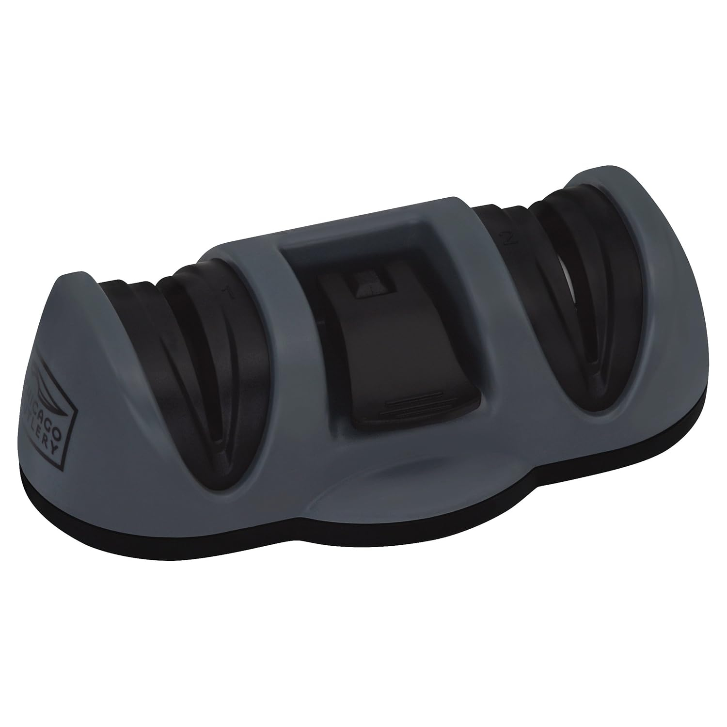 Chicago Cutlery Dual Stage Knife Sharpener with Fine and Coarse Sharpening, Suction Bottom and Compact Knife Sharpener, Black