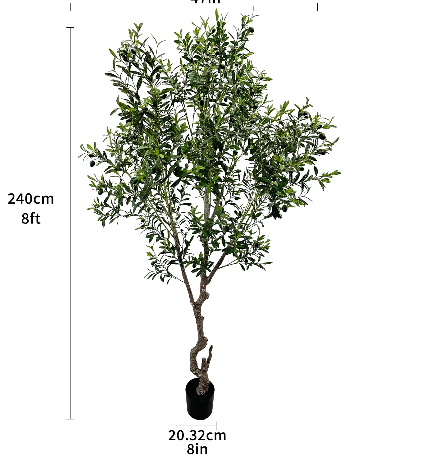 Artificial Tree Faux Olive Tree 8ft(3198leaves) Tall Fake Olive Plant in Pot Fake Silk Tree Faux Plants Indoor