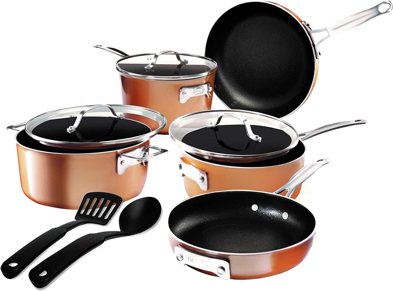 Copper and Stainless Steel 10-Piece Non-Stick Cookware Set