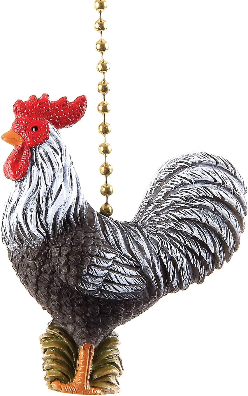 Clementine Design Farm Rooster Ceiling Fan Light Dimensional Pull Resin